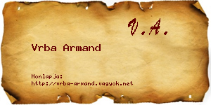 Vrba Armand névjegykártya